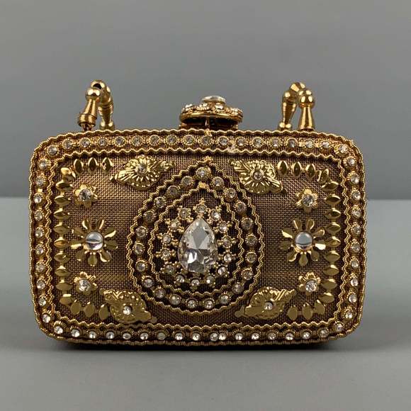 VINTAGE Gold Metallic Rhinestone Mini Bag - Picture 4 of 5